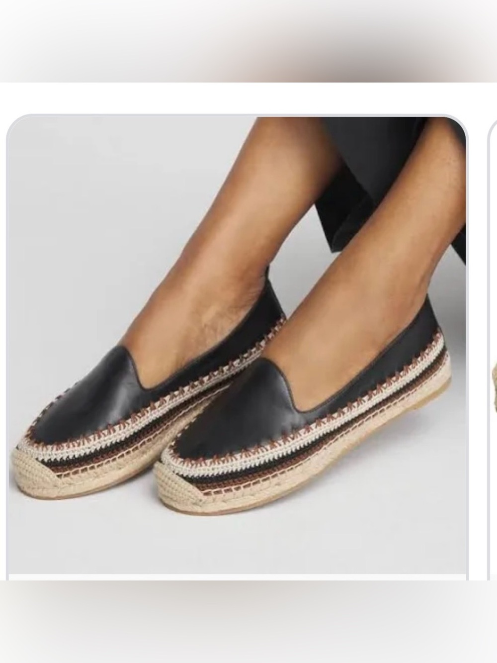 Chicos crochet leather flats espadrille NEW 8.5